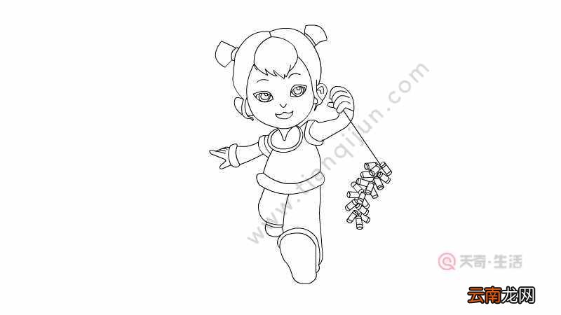 放鞭炮的小女孩简笔画 放鞭炮的小女孩简笔画怎么画