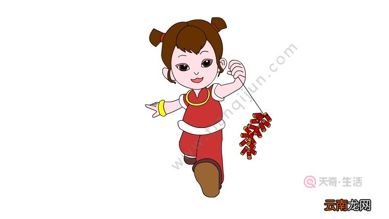 放鞭炮的小女孩简笔画 放鞭炮的小女孩简笔画怎么画