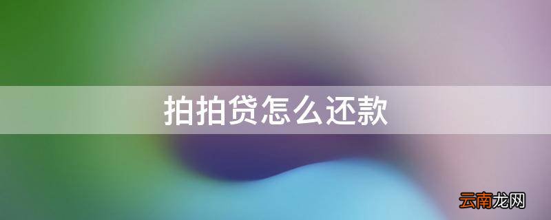 拍拍贷怎么还款
