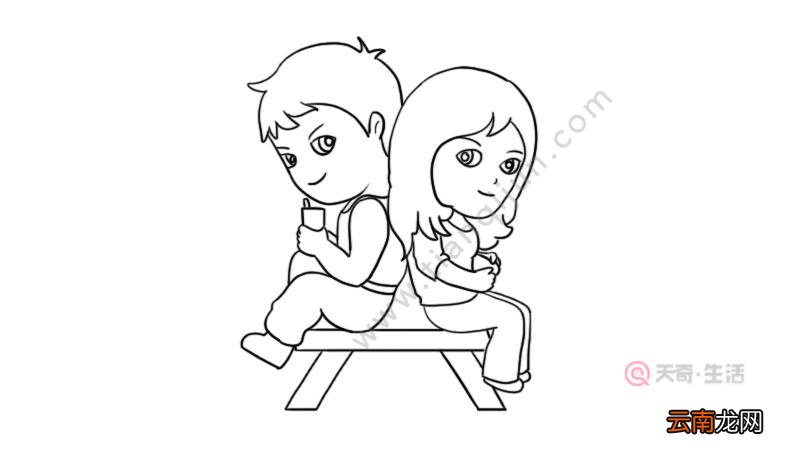 男女拍照姿势简笔画男女拍照姿势简笔画的画法