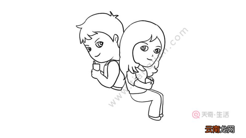 男女拍照姿势简笔画男女拍照姿势简笔画的画法
