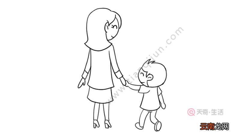 大手牵小手简笔画大手牵小手简笔画的画法