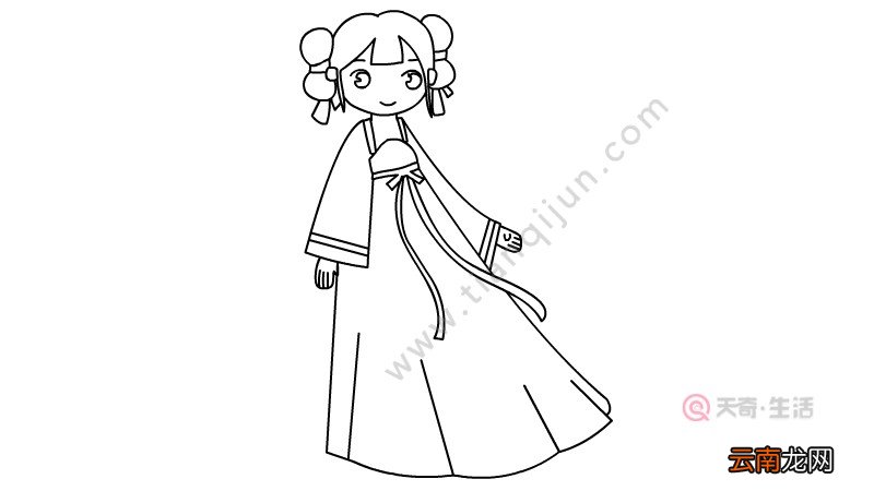 古装少女人物简笔画 古装少女的画法