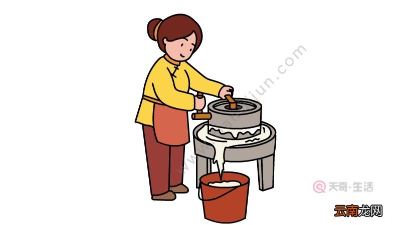 老奶奶推磨简笔画