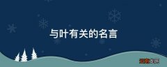与叶有关的名言