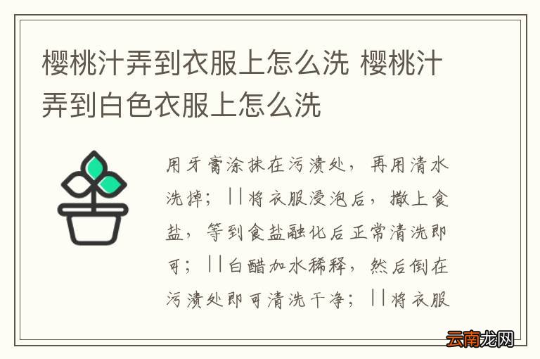 樱桃汁弄到衣服上怎么洗 樱桃汁弄到白色衣服上怎么洗