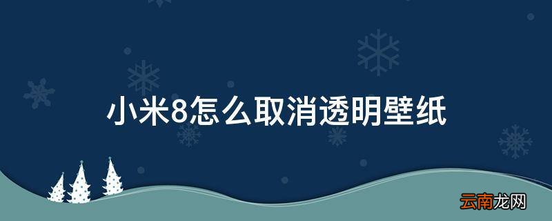 小米8怎么取消透明壁纸