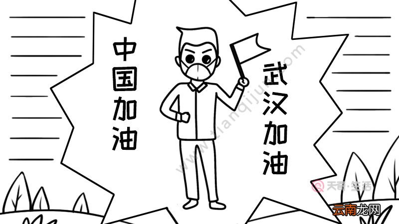 中国加油武汉加油手抄报怎么画步骤