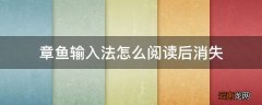 章鱼输入法怎么阅读后消失