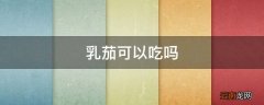 乳茄可以吃吗