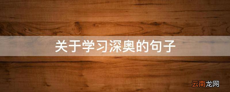 关于学习深奥的句子
