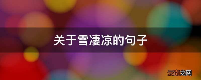 关于雪凄凉的句子