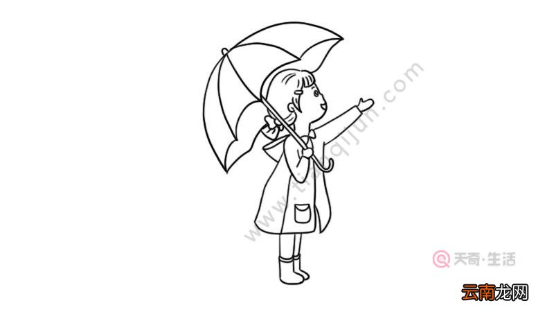 谷雨撑伞的女孩简笔画