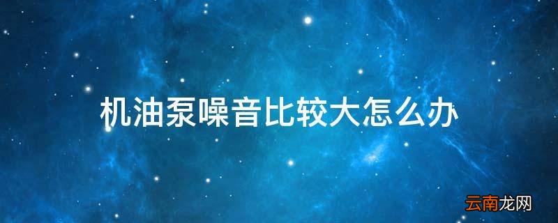 机油泵噪音比较大怎么办