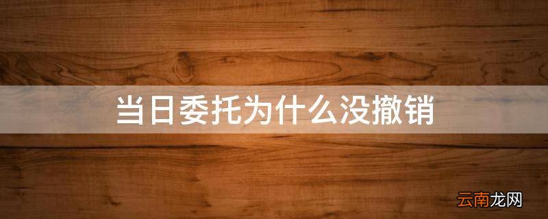 当日委托为什么没撤销