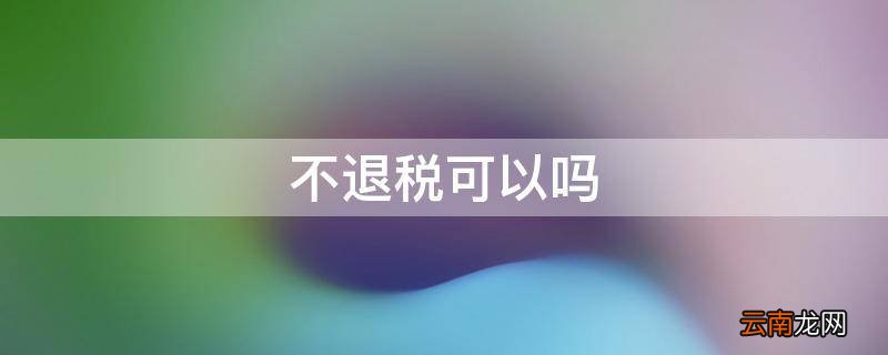 不退税可以吗