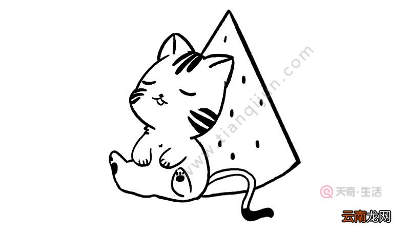 小猫乘凉简笔画画法简单