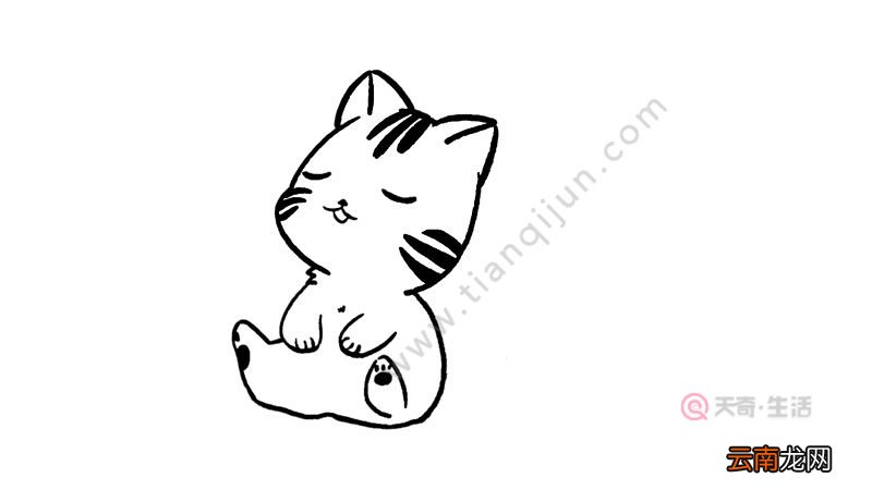 小猫乘凉简笔画画法简单