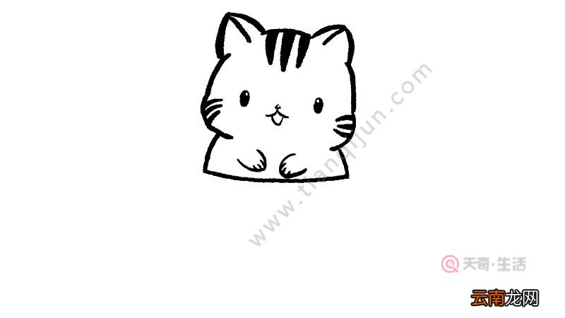 小猫西瓜简笔画怎么画可爱