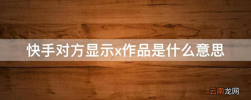 快手对方显示x作品是什么意思