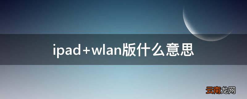 ipad wlan版什么意思