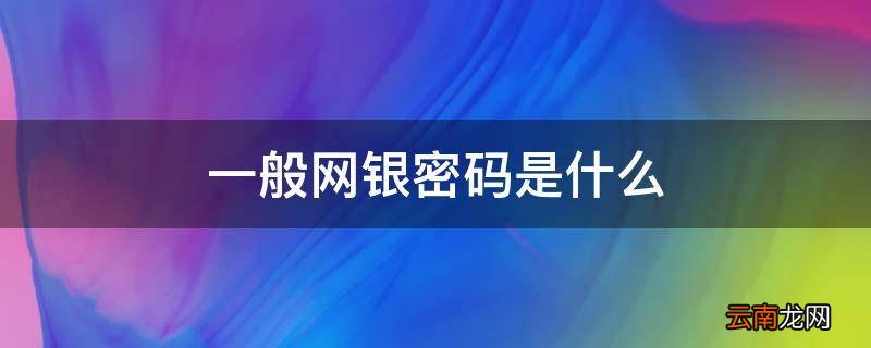 一般网银密码是什么