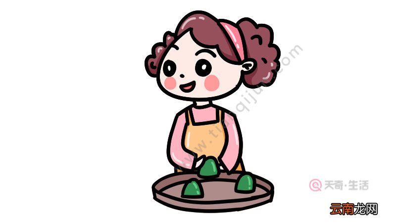 寒食节做青团简笔画