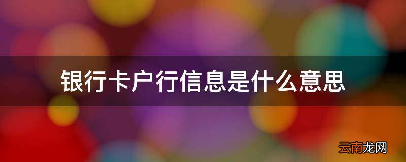 银行卡户行信息是什么意思
