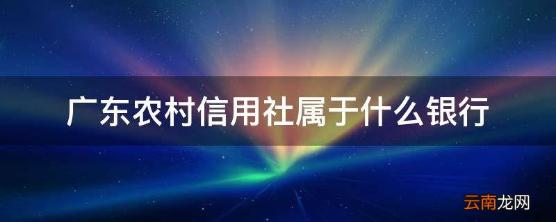 广东农村信用社属于什么银行