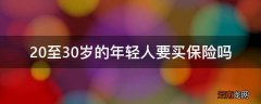 20至30岁的年轻人要买保险吗