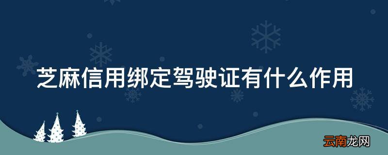 芝麻信用绑定驾驶证有什么作用