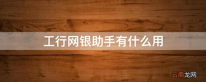 工行网银助手有什么用