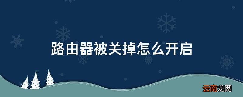 路由器被关掉怎么开启