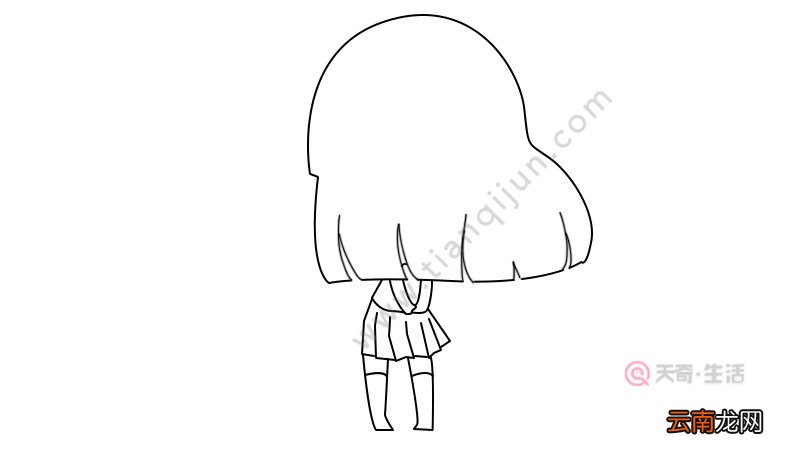 长发女孩背影简笔画