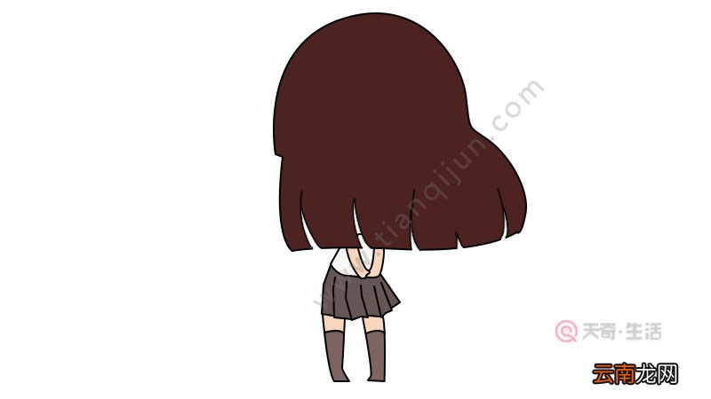 长发女孩背影简笔画