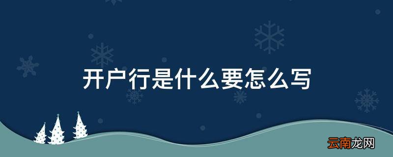 开户行是什么要怎么写