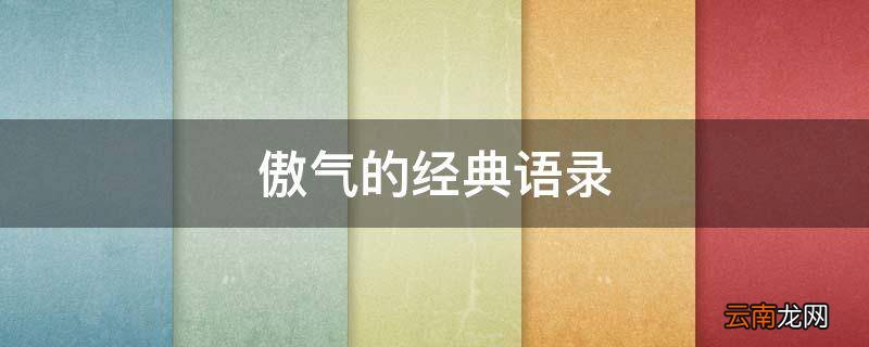傲气的经典语录