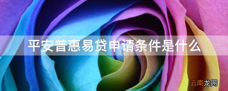 平安普惠易贷申请条件是什么