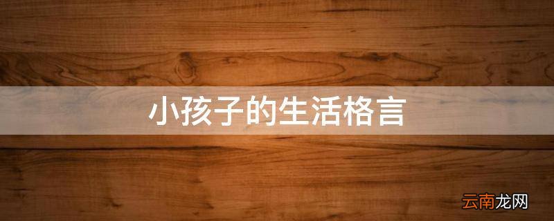 小孩子的生活格言