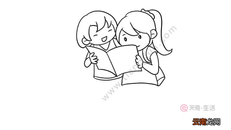 看书的女孩简笔画