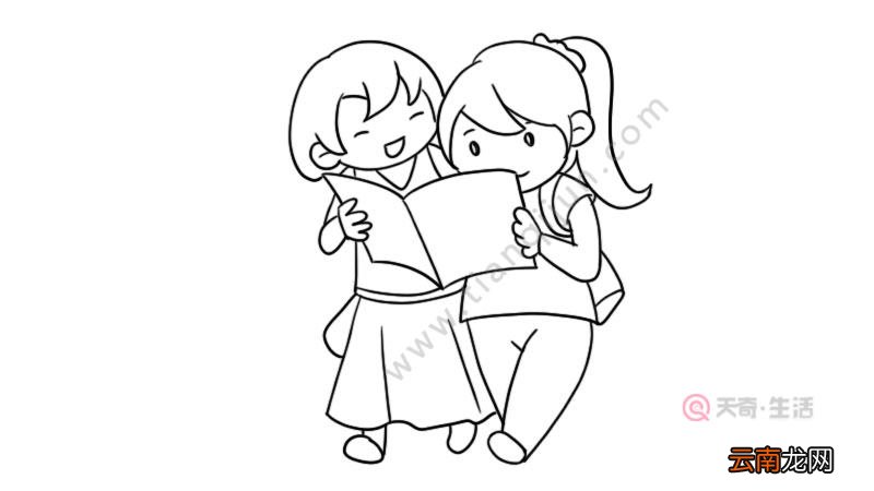 看书的女孩简笔画