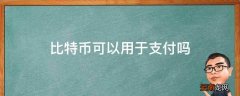 比特币可以用于支付吗