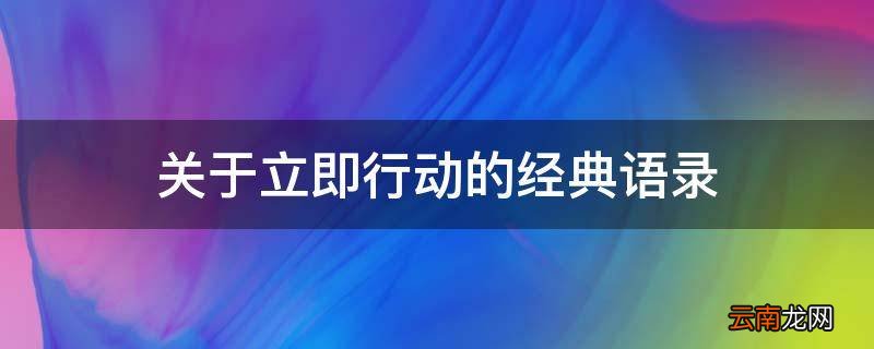 关于立即行动的经典语录