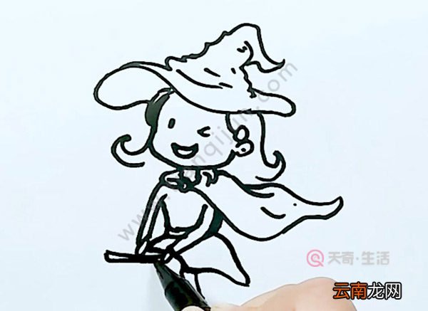 漂亮女巫简笔画 万圣节女巫简笔画