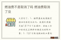 燃油费不是取消了吗 燃油费取消了没