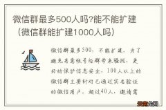 微信群能扩建1000人吗 微信群最多500人吗?能不能扩建