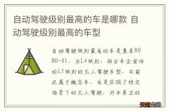 自动驾驶级别最高的车是哪款 自动驾驶级别最高的车型