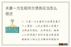 夫妻一方生前所欠债务应当怎么偿还
