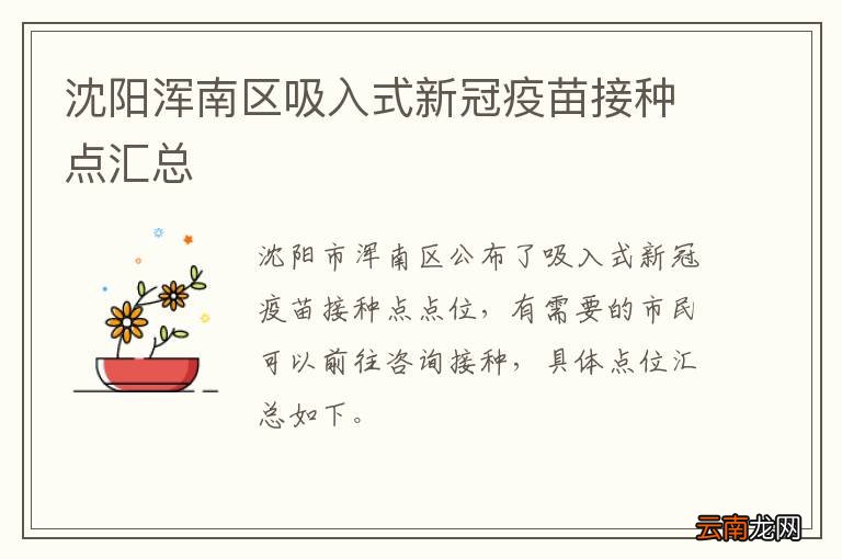 沈阳浑南区吸入式新冠疫苗接种点汇总