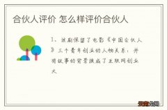 合伙人评价 怎么样评价合伙人